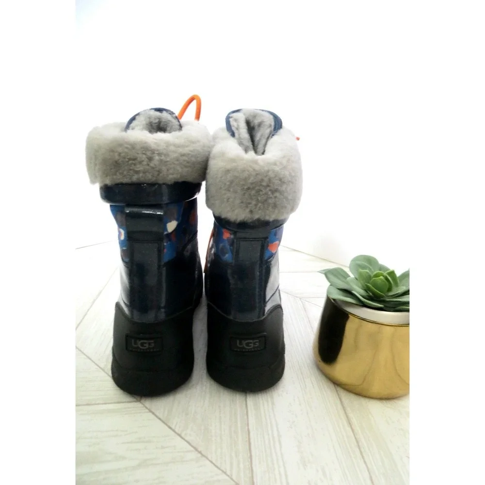 UGG Butte II Boots Pure Wool Lined Waterproof Blue Orange Youth Girls SZ 6